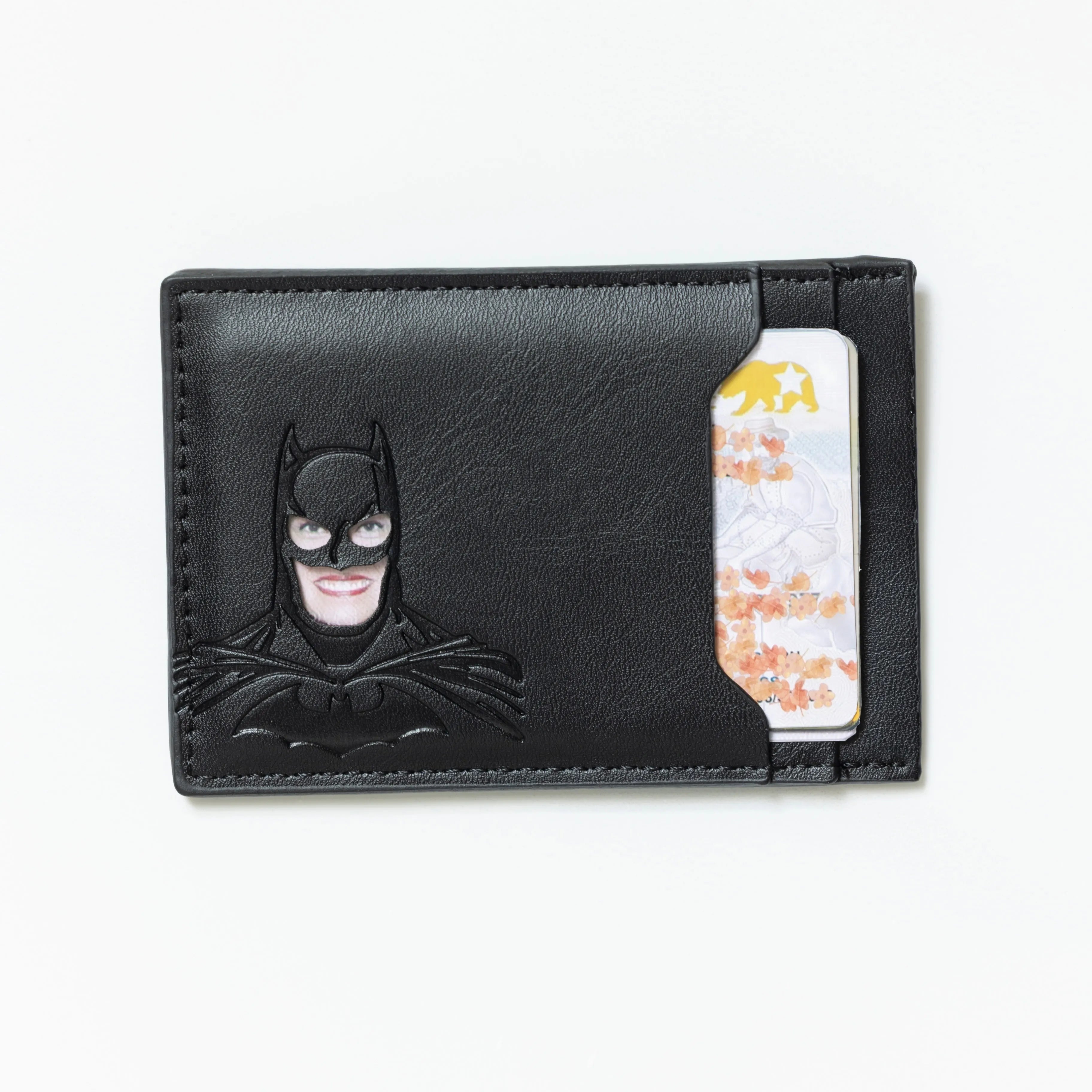 Ekologiczne etui na karty z wegańskiej skóry – Batman, smukły portfel na dokumenty z możliwością personalizacji logo