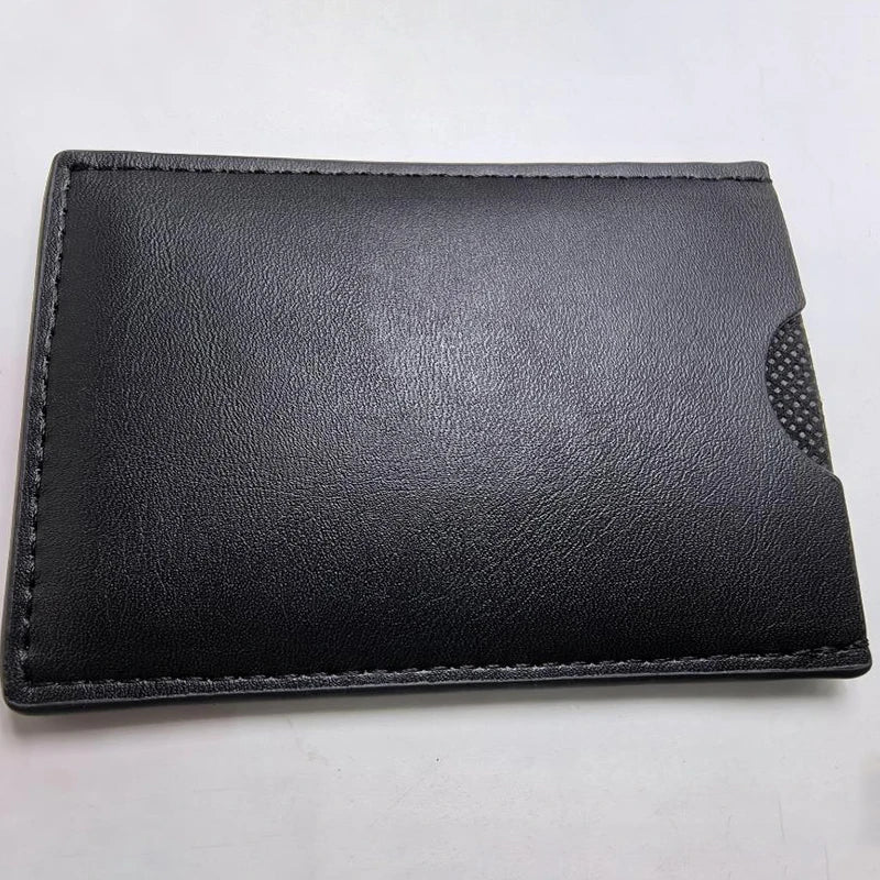 Skórzany portfel Bat – personalizowane etui na karty z motywem maski superbohatera