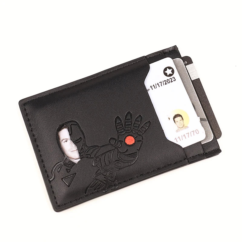 Portfel na karty z PU – minimalistyczny, smukły, z motywem maski superbohatera