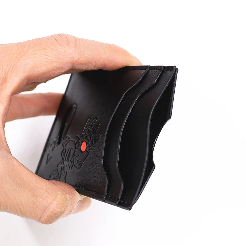 Portfel na karty z PU – minimalistyczny, smukły, z motywem maski superbohatera